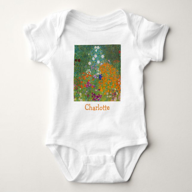 Gustav Klimt - Flower Garden Baby Bodysuit (Front)