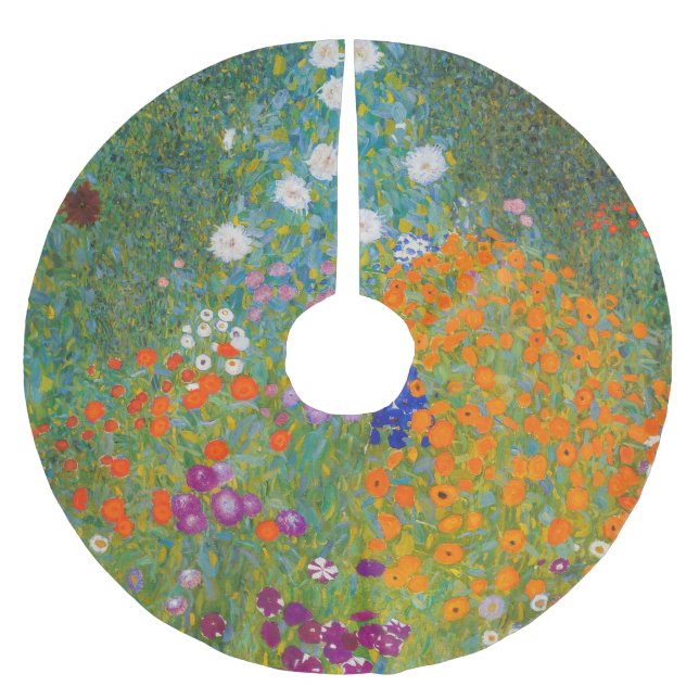 Gustav Klimt - Flower Garden Brushed Polyester Tree Skirt (Front)