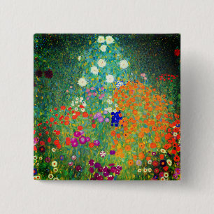 Gustav Klimt Flower Garden Button