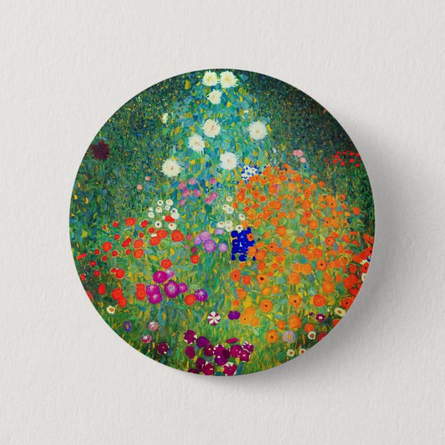 Gustav Klimt Flower Garden Button (Front)