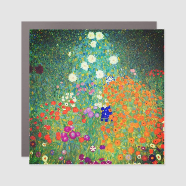 Gustav Klimt Flower Garden Car Magnet (Front)