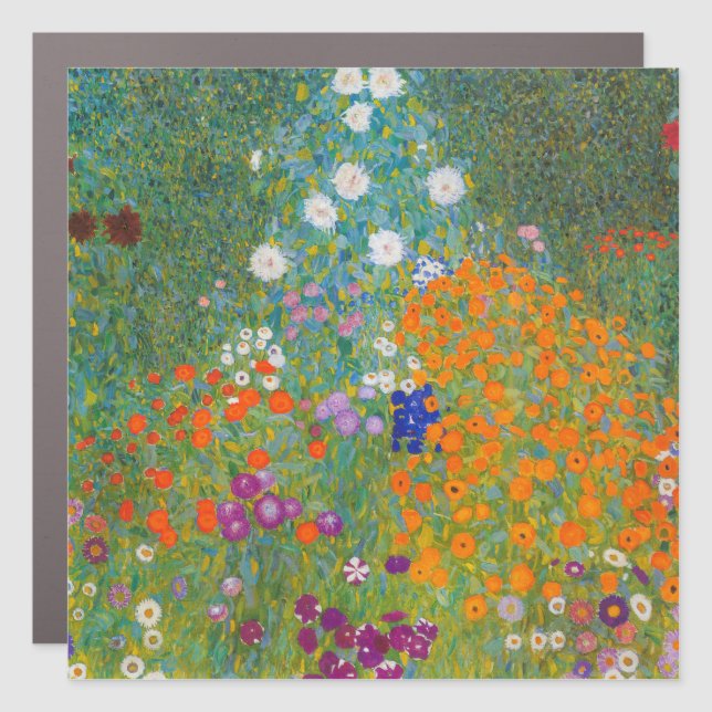 Gustav Klimt - Flower Garden Car Magnet (Front)