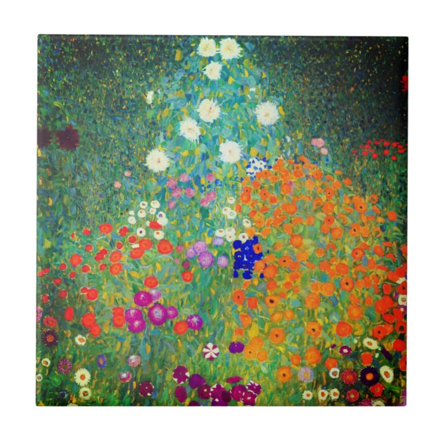 Gustav Klimt Flower Garden Ceramic Tile (Front)
