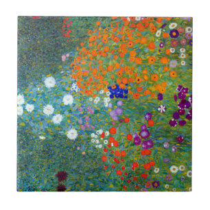 Gustav Klimt Flower Garden Ceramic Tile