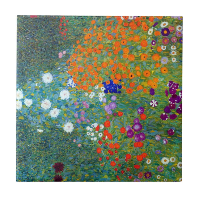 Gustav Klimt Flower Garden Ceramic Tile (Front)