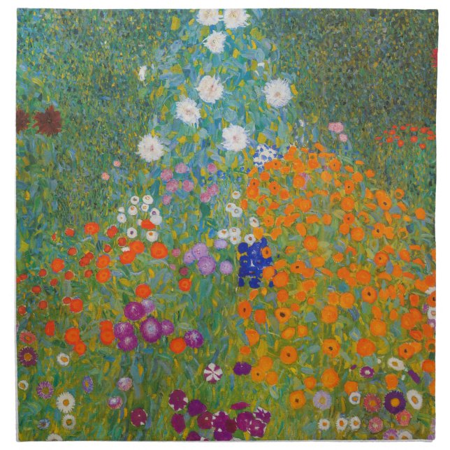 Gustav Klimt - Flower Garden Cloth Napkin (Front)