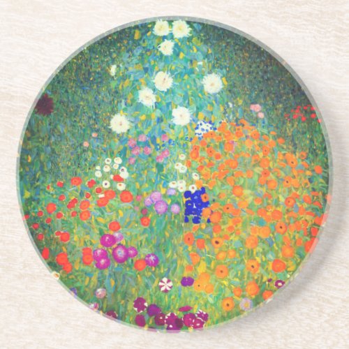 Gustav Klimt Flower Garden Coaster