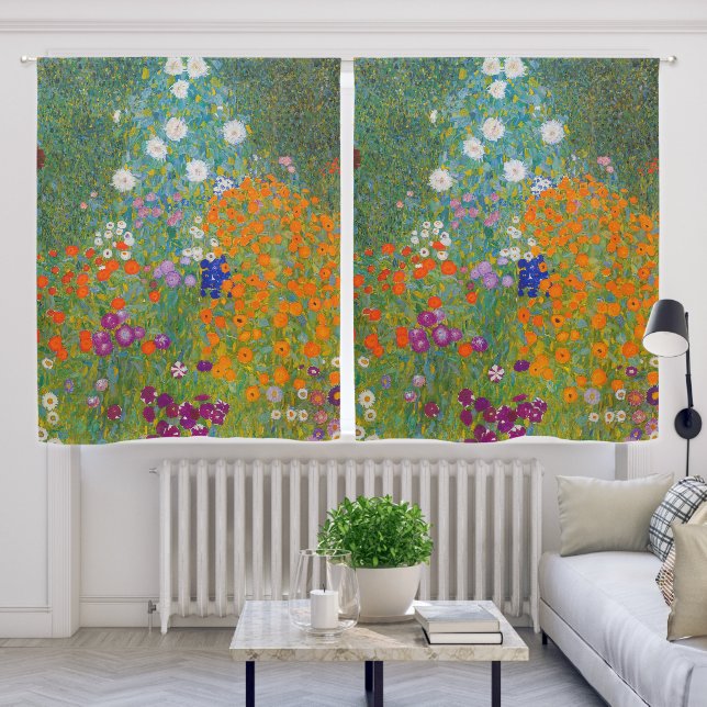 Gustav Klimt - Flower Garden Cornhole Set Blackout Curtains (Living Room)