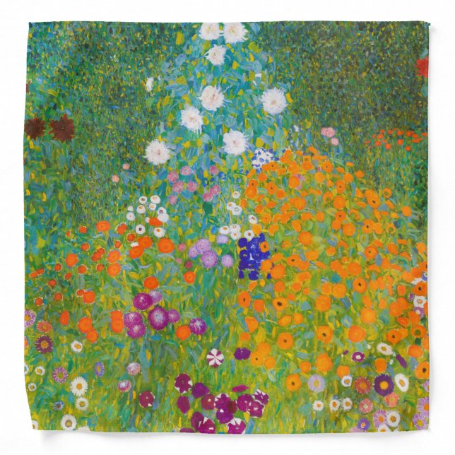 Gustav Klimt Flower Garden Cottage Art Nouveau Bandana (Front)
