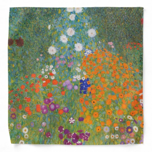 Gustav Klimt Flower Garden Cottage Nature Bandana