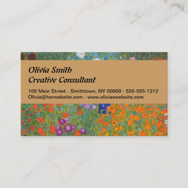 Gustav Klimt Flower Garden Cottage Nature Business Card (Front)