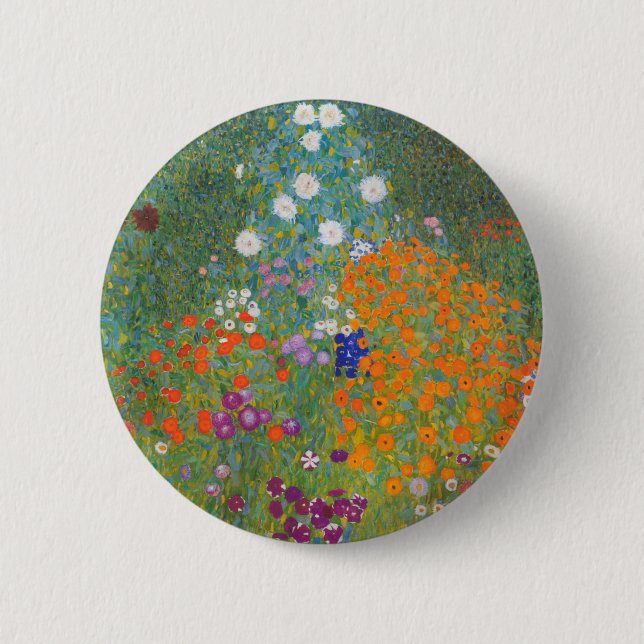 Gustav Klimt Flower Garden Cottage Nature Button (Front)