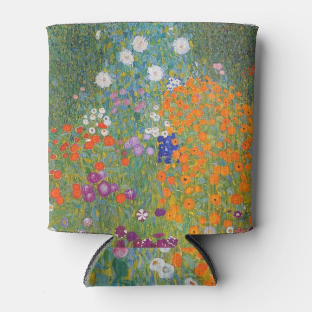 Gustav Klimt Flower Garden Cottage Nature Can Cooler (Front)