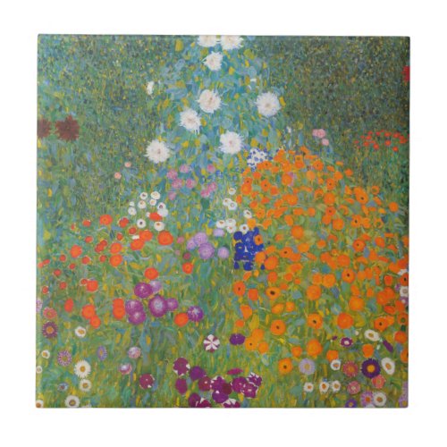 Gustav Klimt Flower Garden Cottage Nature Ceramic Tile