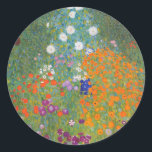 Gustav Klimt Flower Garden Cottage Nature Classic Round Sticker<br><div class="desc">A beautiful garden painting - this is a classic painting by Gustav Klimt,  called Cottage Garden,  or Bauergarten,  1907,  which is a close up of a flower garden,  a colorful floral painting.</div>