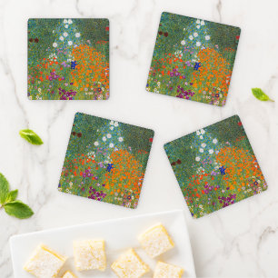 Gustav Klimt Flower Garden Cottage Nature Coaster Set