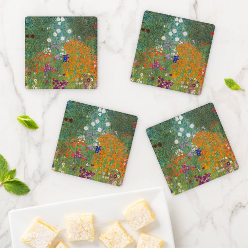 Gustav Klimt Flower Garden Cottage Nature Coaster Set