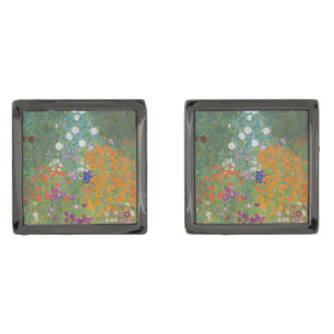 Gustav Klimt Flower Garden Cottage Nature Cufflinks