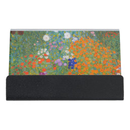 Gustav Klimt Flower Garden Cottage Nature Desk Business Card Holder