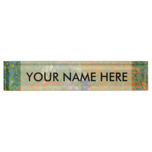 Gustav Klimt Flower Garden Cottage Nature Desk Name Plate