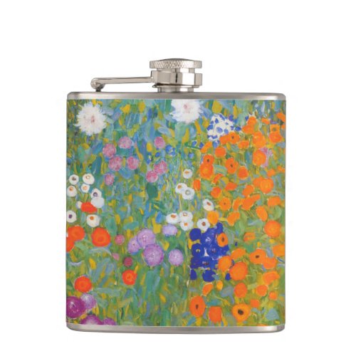 Gustav Klimt Flower Garden Cottage Nature Flask