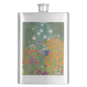 Gustav Klimt Flower Garden Cottage Nature Flask