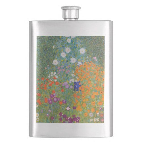 Gustav Klimt Flower Garden Cottage Nature Flask