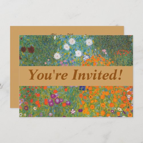 Gustav Klimt Flower Garden Cottage Nature Invitation