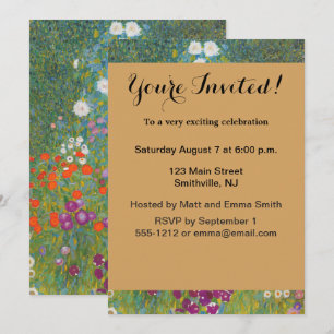 Gustav Klimt Flower Garden Cottage Nature Invitation