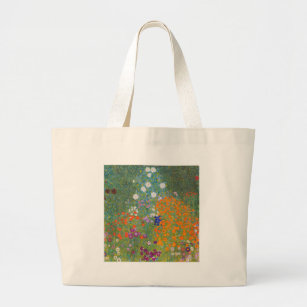 Gustav Klimt Flower Garden Cottage Nature Large Tote Bag