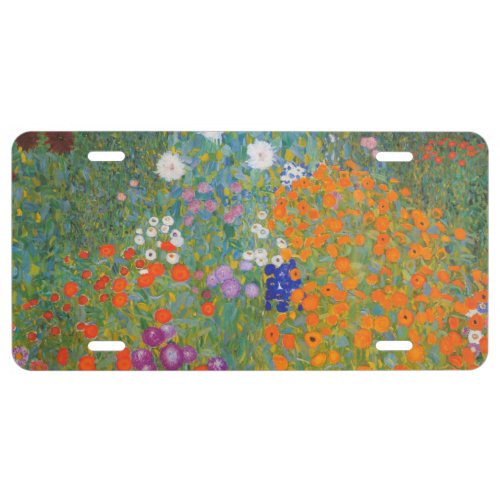 Gustav Klimt Flower Garden Cottage Nature License Plate