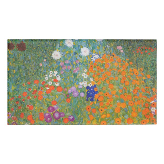 Gustav Klimt Flower Garden Cottage Nature Name Tag (Front)