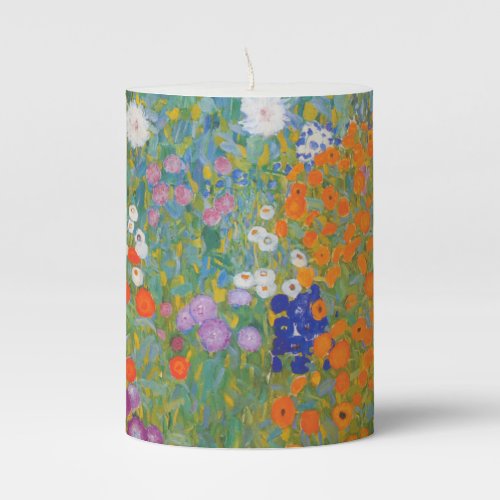 Gustav Klimt Flower Garden Cottage Nature Pillar Candle