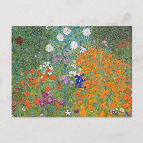 Gustav Klimt Flower Garden Cottage Nature Postcard