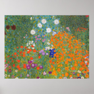 Gustav Klimt Flower Garden Cottage Nature Poster