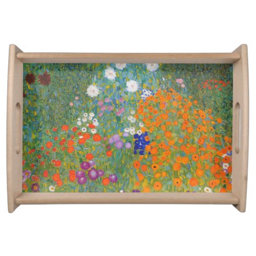 Gustav Klimt Flower Garden Cottage Nature Serving Tray