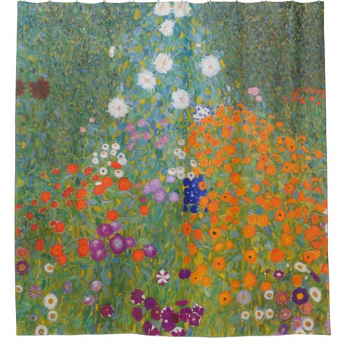 Gustav Klimt Flower Garden Cottage Nature Shower Curtain