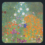 Gustav Klimt Flower Garden Cottage Nature Square Sticker<br><div class="desc">A beautiful garden painting - this is a classic painting by Gustav Klimt,  called Cottage Garden,  or Bauergarten,  1907,  which is a close up of a flower garden,  a colorful floral painting.</div>