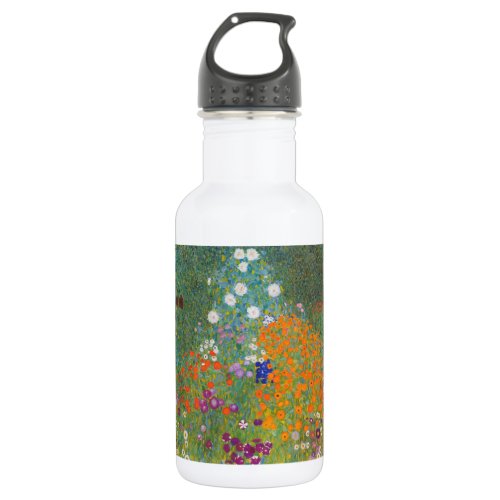 Gustav Klimt Flower Garden Cottage Nature Stainless Steel Water Bottle