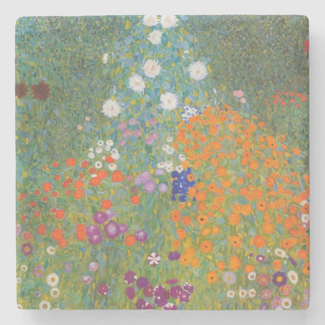 Gustav Klimt Flower Garden Cottage Nature Stone Coaster (Front)