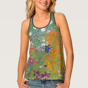 Gustav Klimt Flower Garden Cottage Nature Tank Top