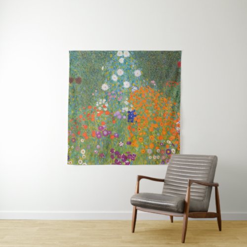 Gustav Klimt Flower Garden Cottage Nature Tapestry