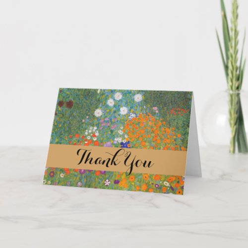 Gustav Klimt Flower Garden Cottage Nature Thank You Card