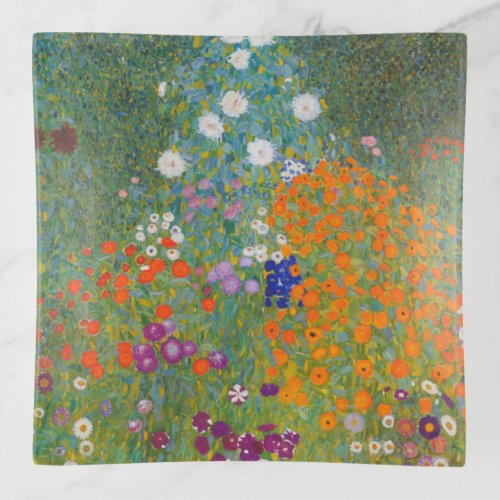 Gustav Klimt Flower Garden Cottage Nature Trinket Tray