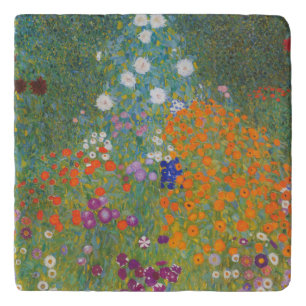 Gustav Klimt Flower Garden Cottage Nature Trivet