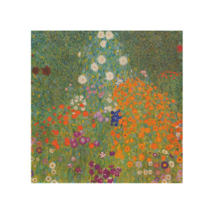 Gustav Klimt Flower Garden Cottage Nature Wood Wall Art