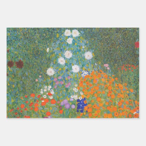 Gustav Klimt Flower Garden Cottage Nature Wrapping Paper Sheets