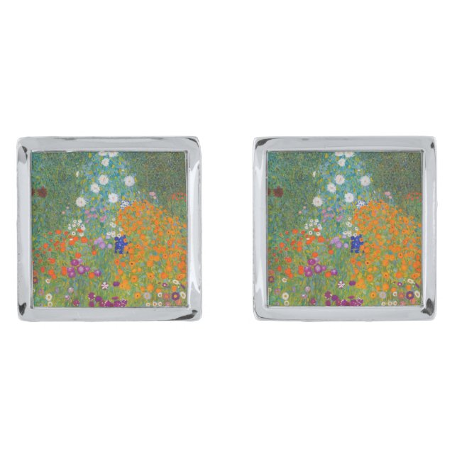 Gustav Klimt - Flower Garden Cufflinks (Front)