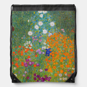 Gustav Klimt - Flower Garden Drawstring Bag