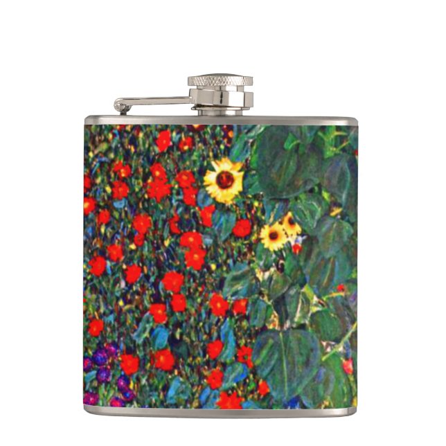 Gustav Klimt Flower Garden Flask (Front)